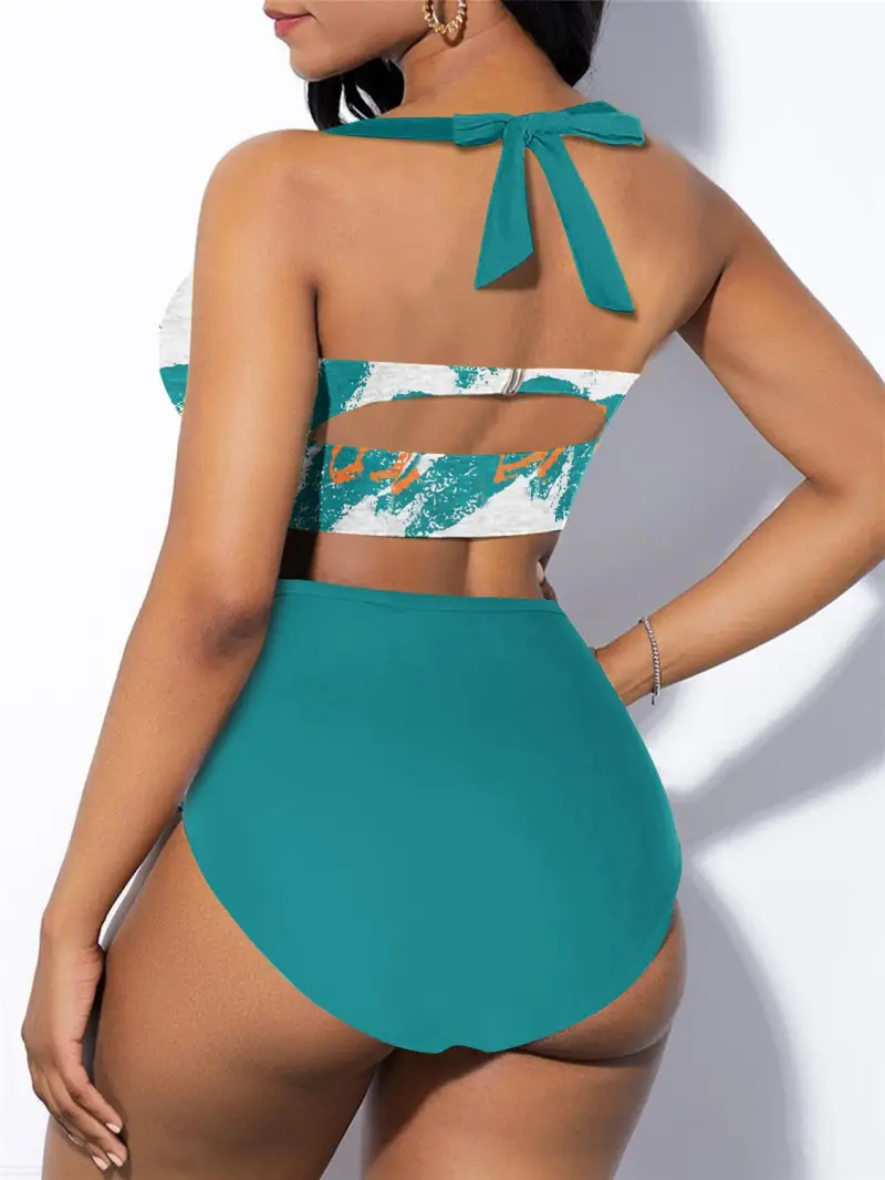 Miami Dolphins Sexy Print Bikini Swimsuit Back View