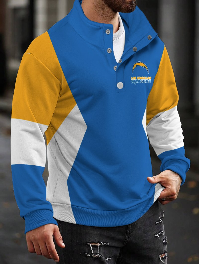 Los Angeles Chargers Casual Colorful Stand Collar Sweatshirt