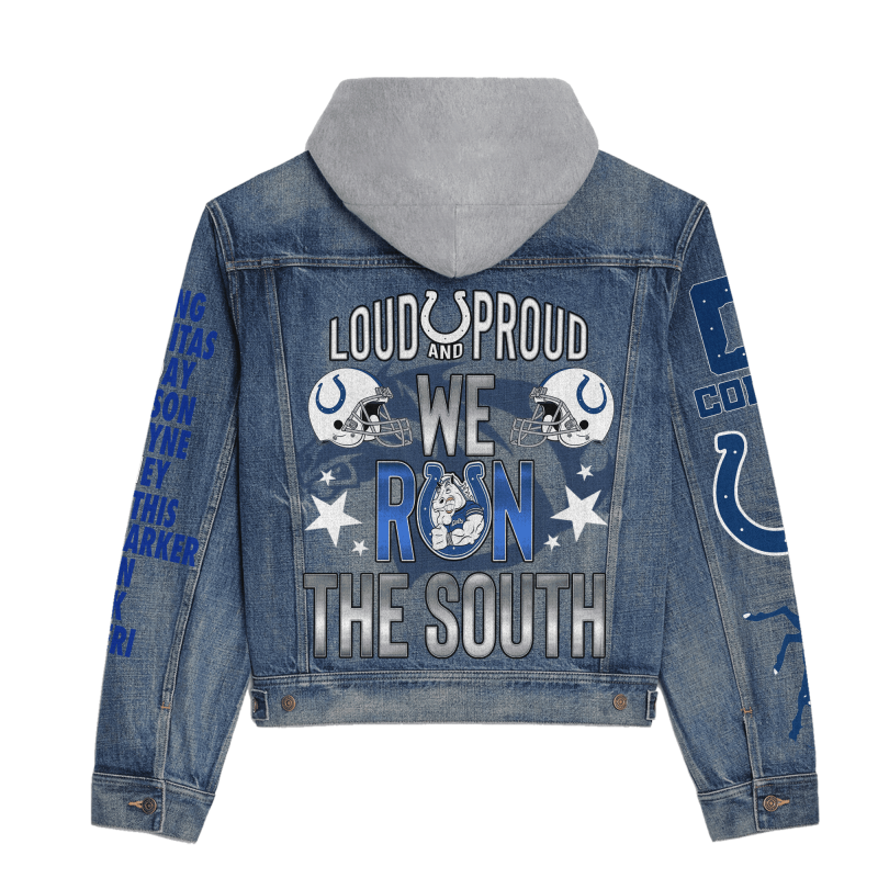 Indianapolis Colts Premium Hooded Denim Jacket 3