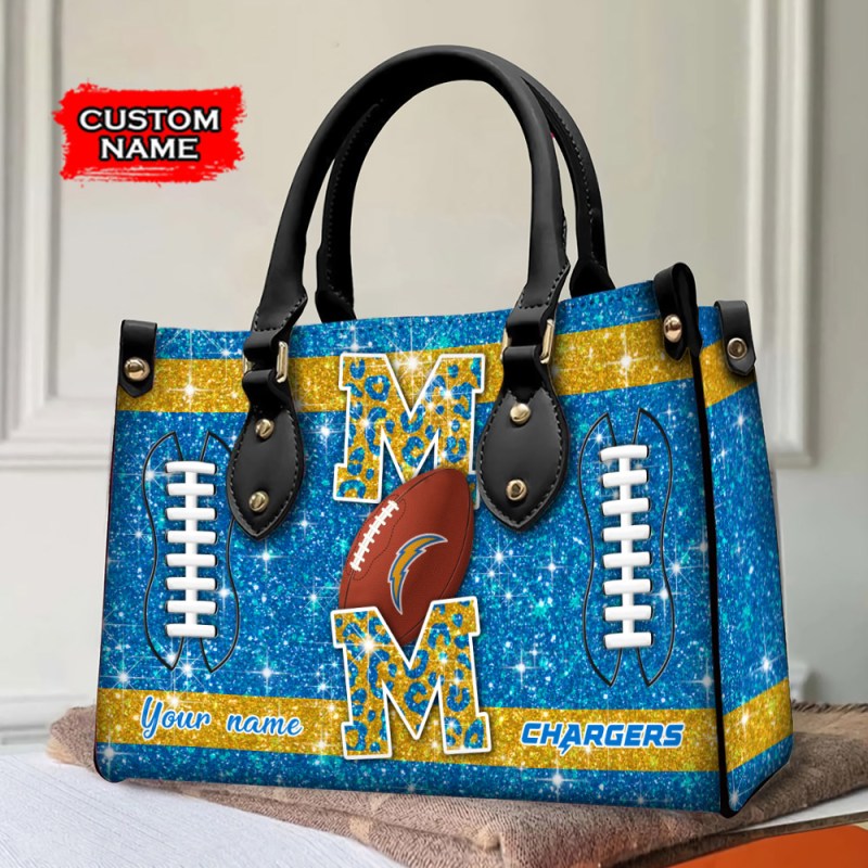 Los Angeles Chargers Personalized Leather Hand Bag - Image 3