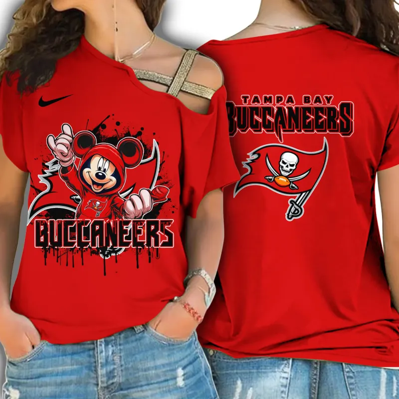 Tampa Bay Buccaneers Cross Strap Shoulder Shirt Lifestyle Image