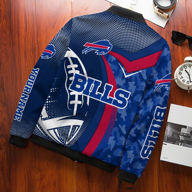 Buffalo Bills Personalized Bomber Jacket Back View