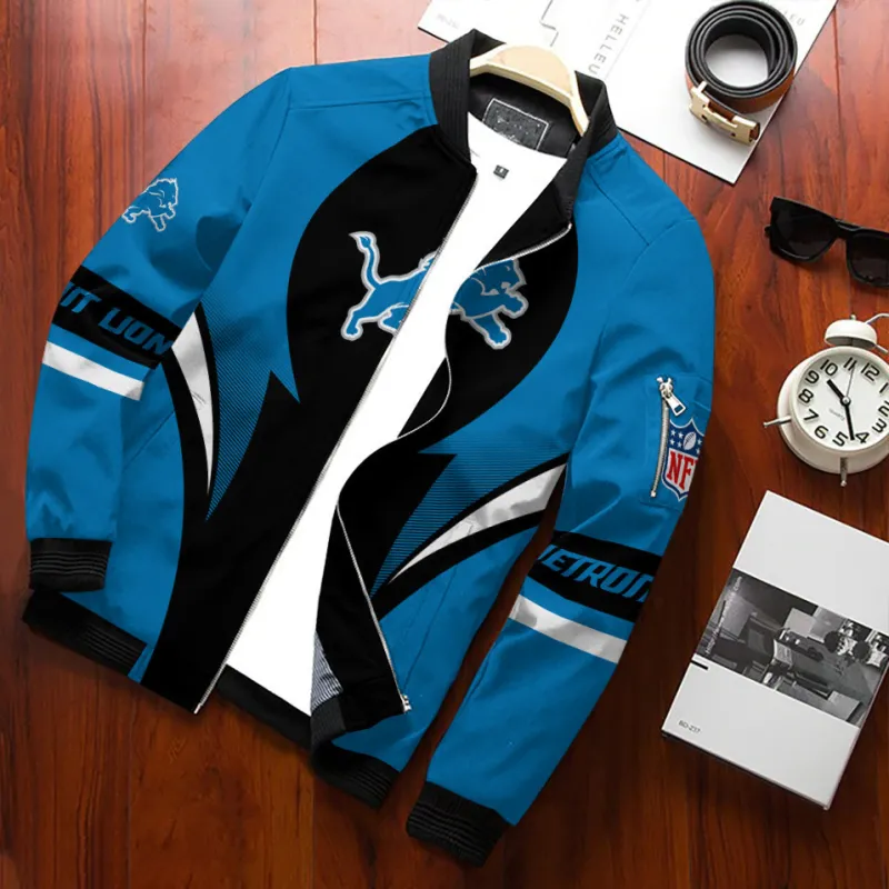 Detroit Lions Personalized Bomber Jacket Detail