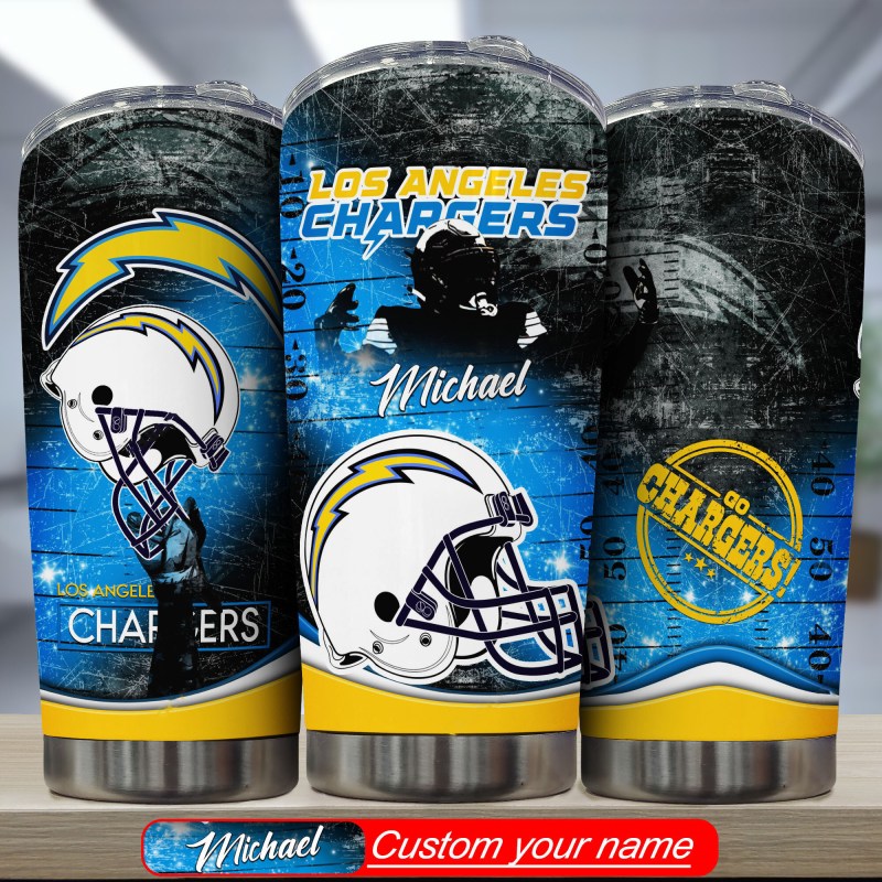 Los Angeles Chargers Personalized Tumbler Side View
