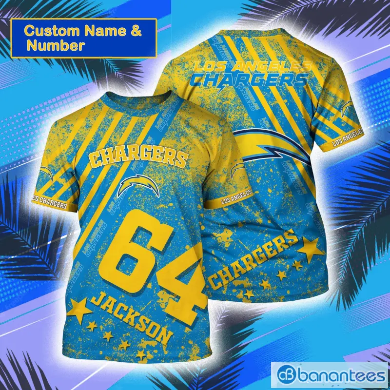 Los Angeles Chargers NFL Custom Name And Number All Over Print 3D T-Shirt