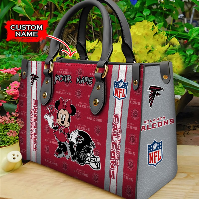 Personalized Atlanta Falcons Leather Hand Bag