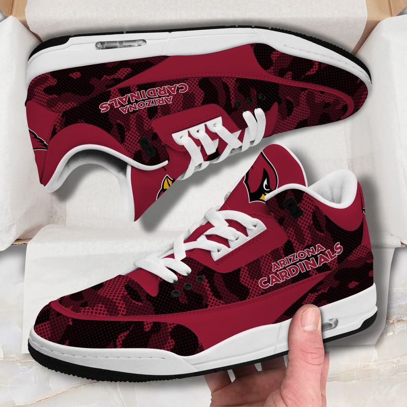 Arizona Cardinals Camo Pattern White Genuine Leather JD03 Shoes