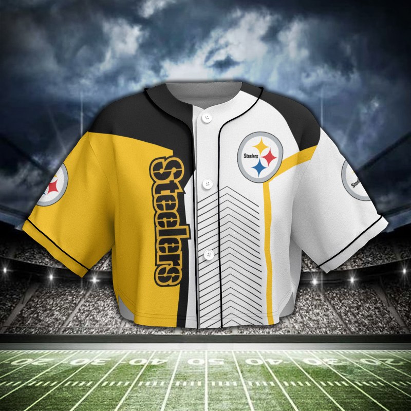Pittsburgh Steelers Crop Top Baseball Jersey