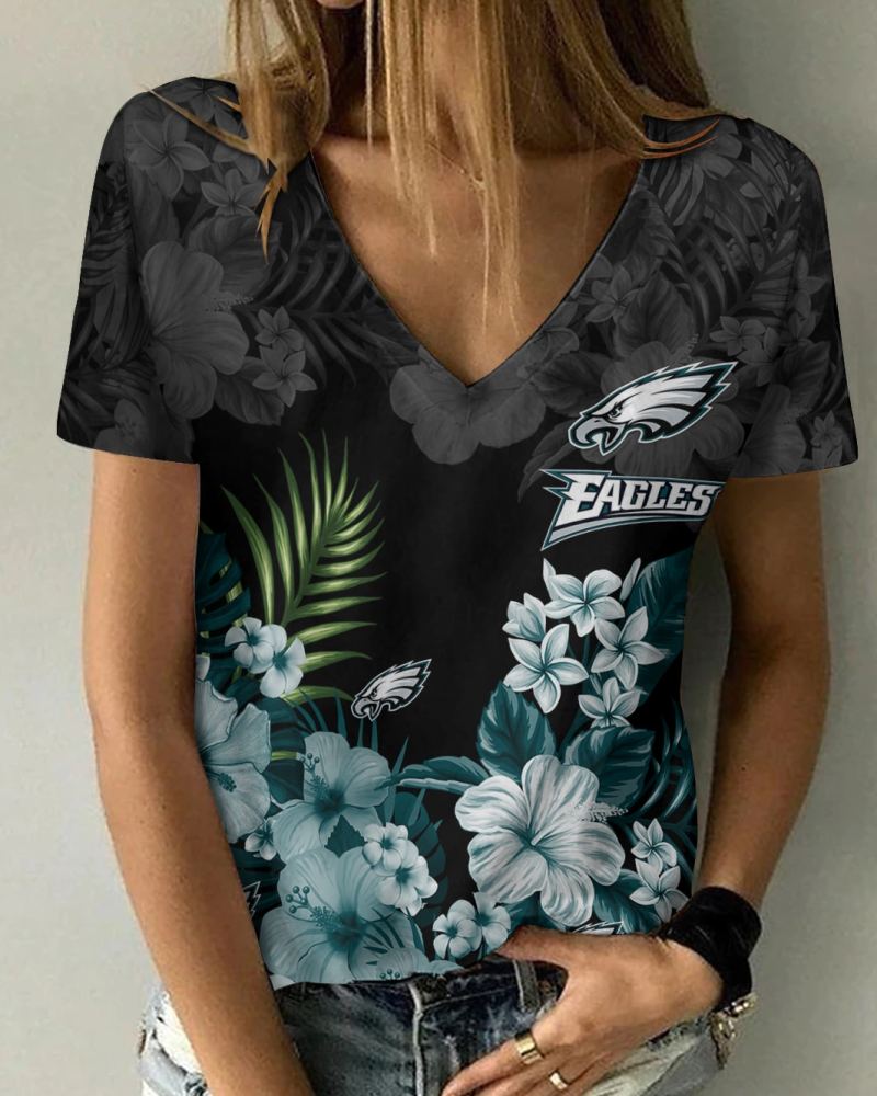 Philadelphia Eagles V-neck Women T-shirt