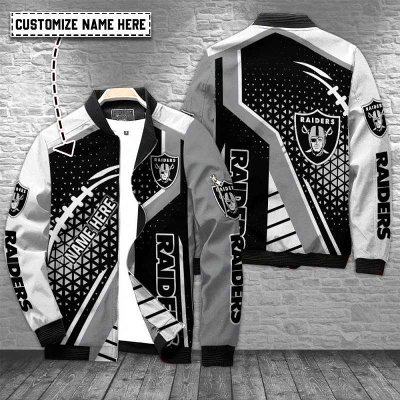 Las Vegas Raiders Personalized Bomber Jacket Front