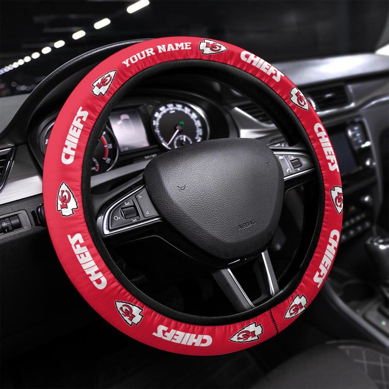 Kansas City Chiefs Personalized 3D Steering Wheel Cover