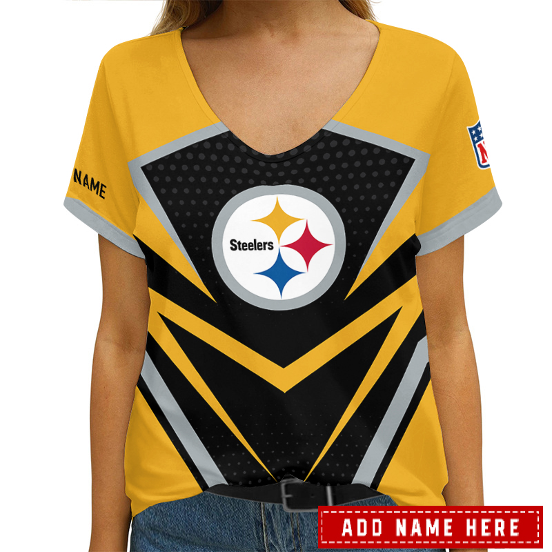 Pittsburgh Steelers Personalized V-neck Women T-shirt