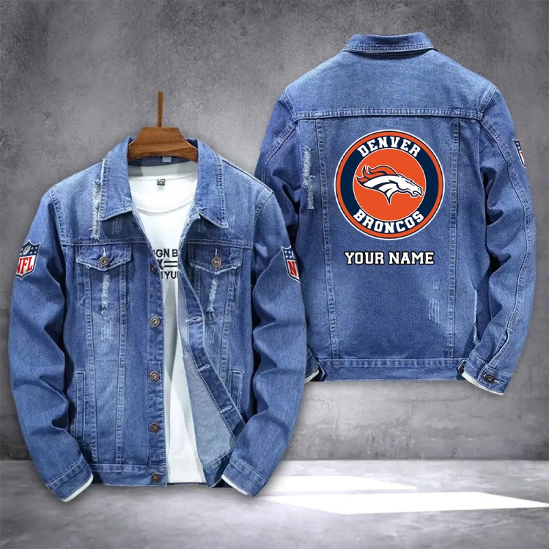 Denver Broncos Denim Jacket Front View