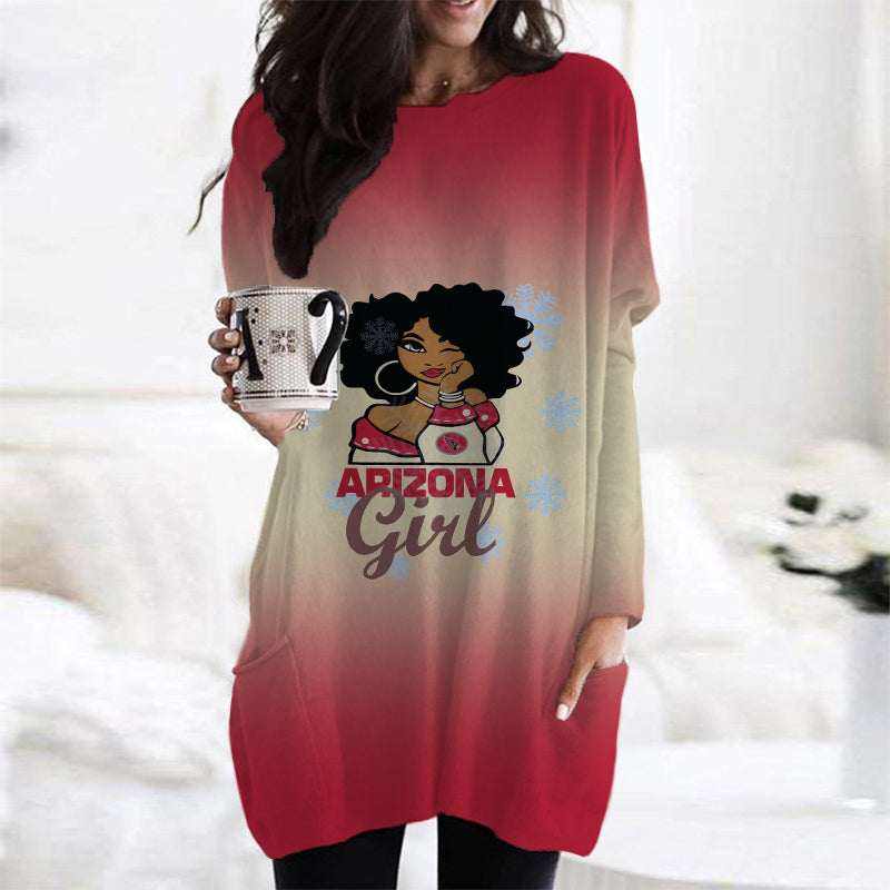 Arizona Cardinals Casual Long Sleeve Pocket Dress