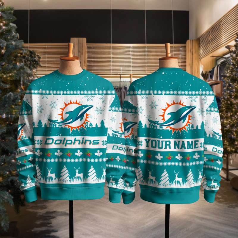 Miami Dolphins Premium Ugly Christmas Sweater - MK Full