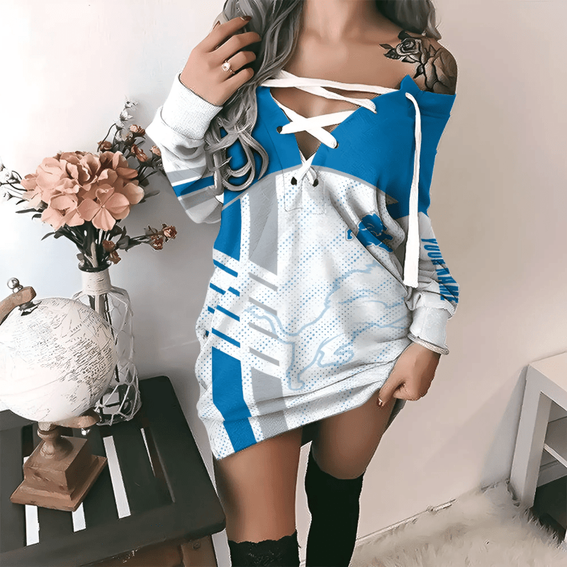Detroit Lions Lace-Up Sweatshirt Design