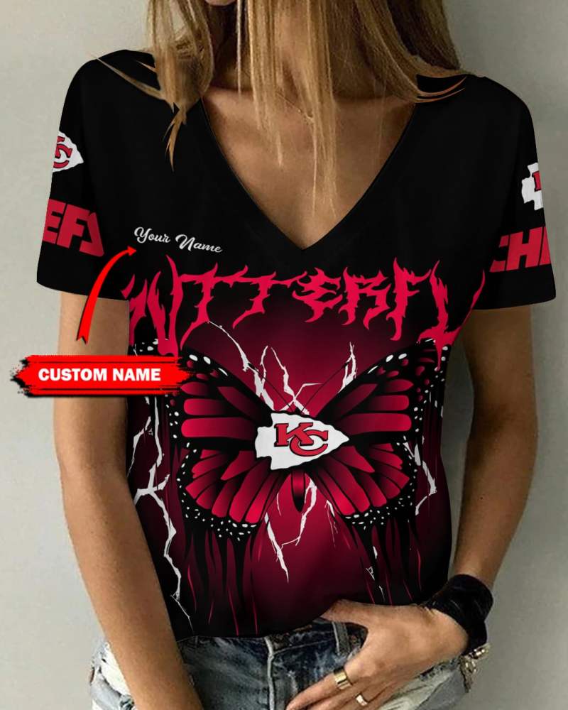 Kansas City Chiefs Personalized V-neck Women's T-shirt