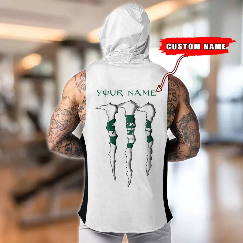 New York Jets Personalized Men's Workout Hooded Tank Top - Team Color Back Variation