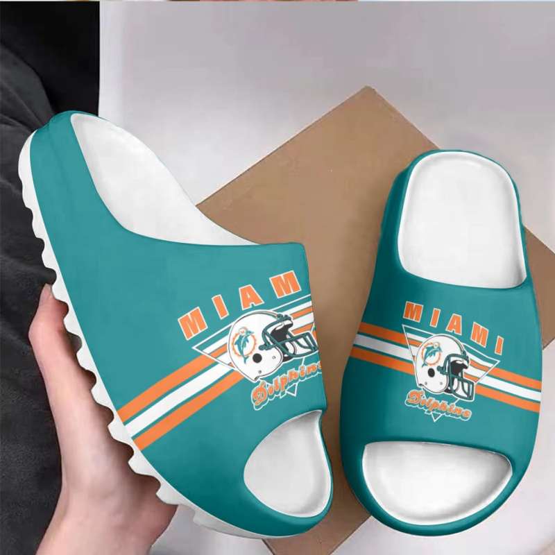 Miami Dolphins Yeezy Slippers Side View