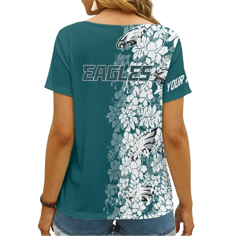Philadelphia Eagles Personalized V-Neck Women's T-Shirt 3