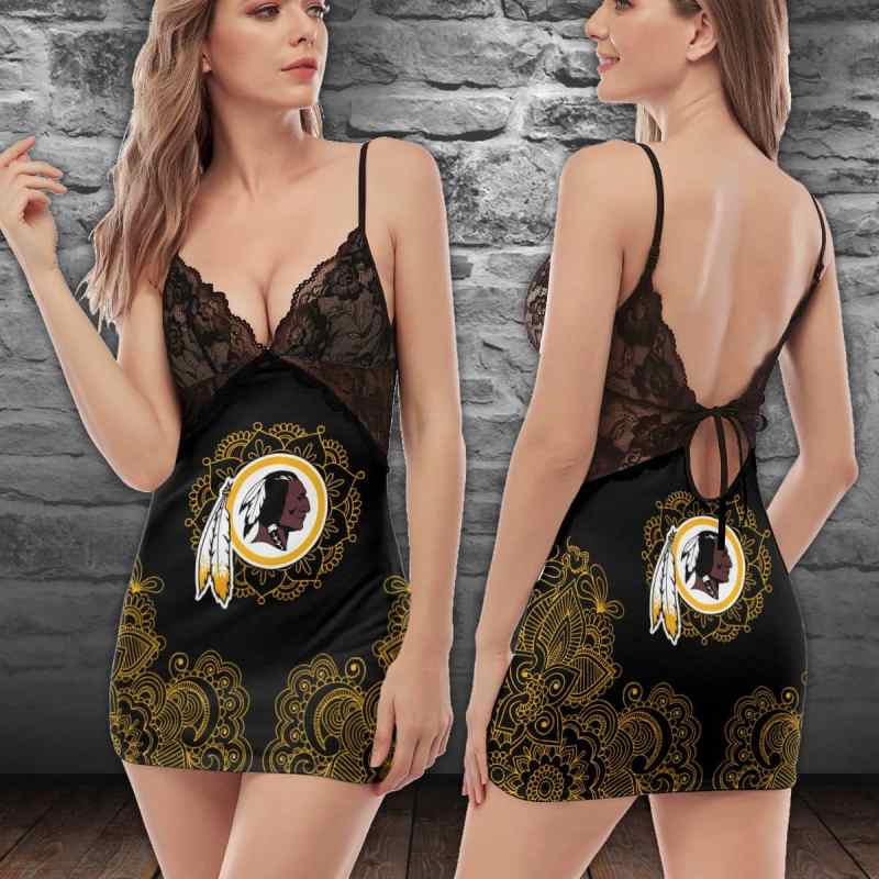 Washington Redskins Lace Back Strap Slip Dress Back