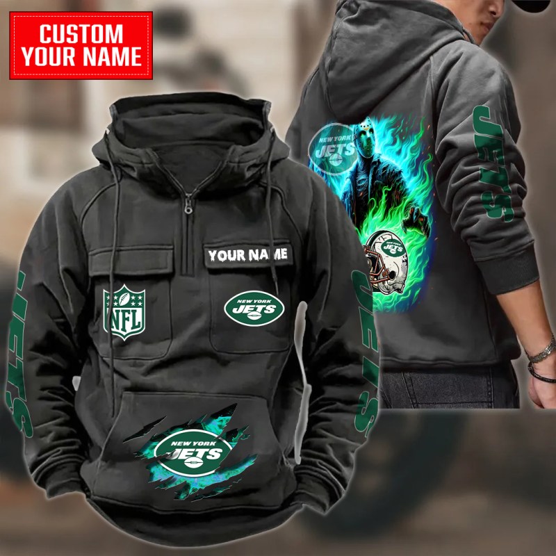 New York Jets Zip Hoodie Black