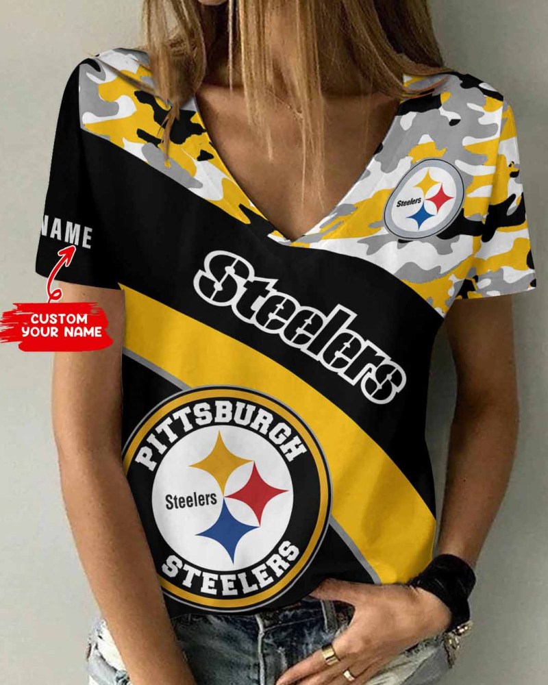 Pittsburgh Steelers Personalized V-Neck T-Shirt