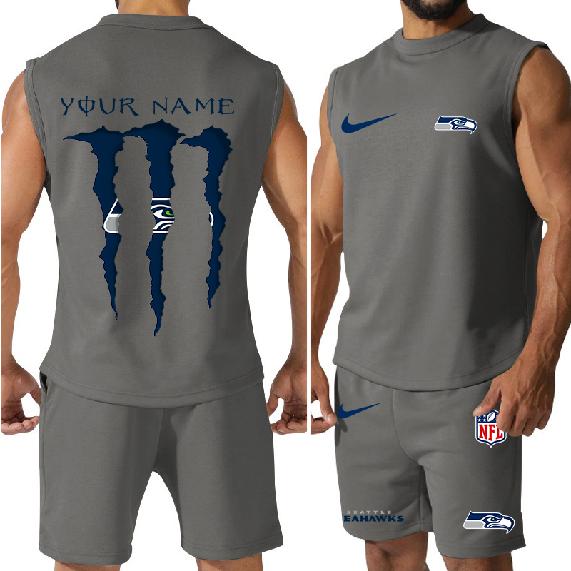 Seattle Seahawks Men Jersey Tank Top and Shorts 3
