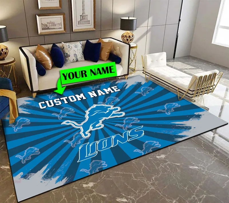 Detroit Lions Personalized Premium Rectangle Rug