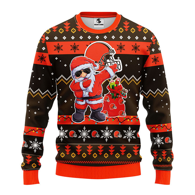 Cleveland Browns Dabbing Santa Claus Ugly Christmas Sweater