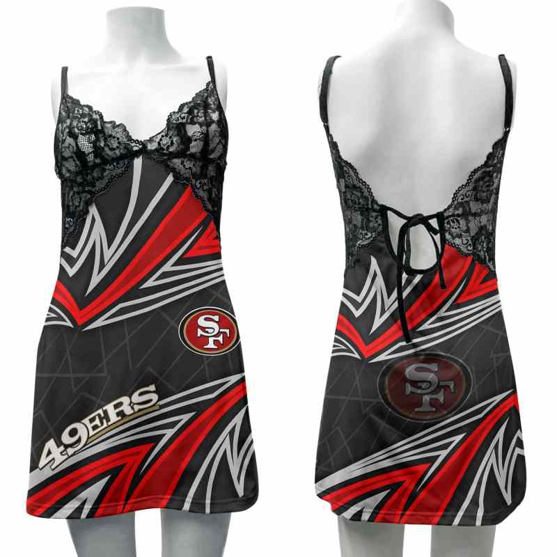 San Francisco 49ers Lace Back Strap Slip Dress