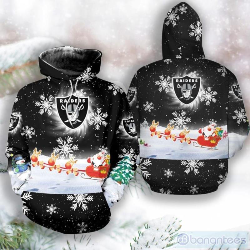 NFL Las Vegas Raiders Christmas Santa Claus Is Coming 3D Unisex Hoodie For Fans
