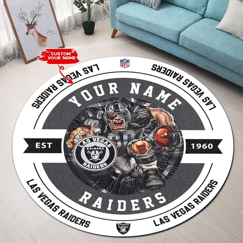 Las Vegas Raiders Personalized Round Rug