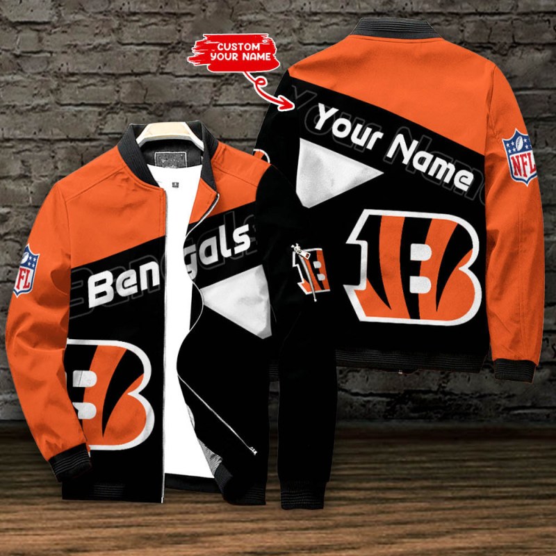 Cincinnati Bengals Personalized Bomber Jacket Front
