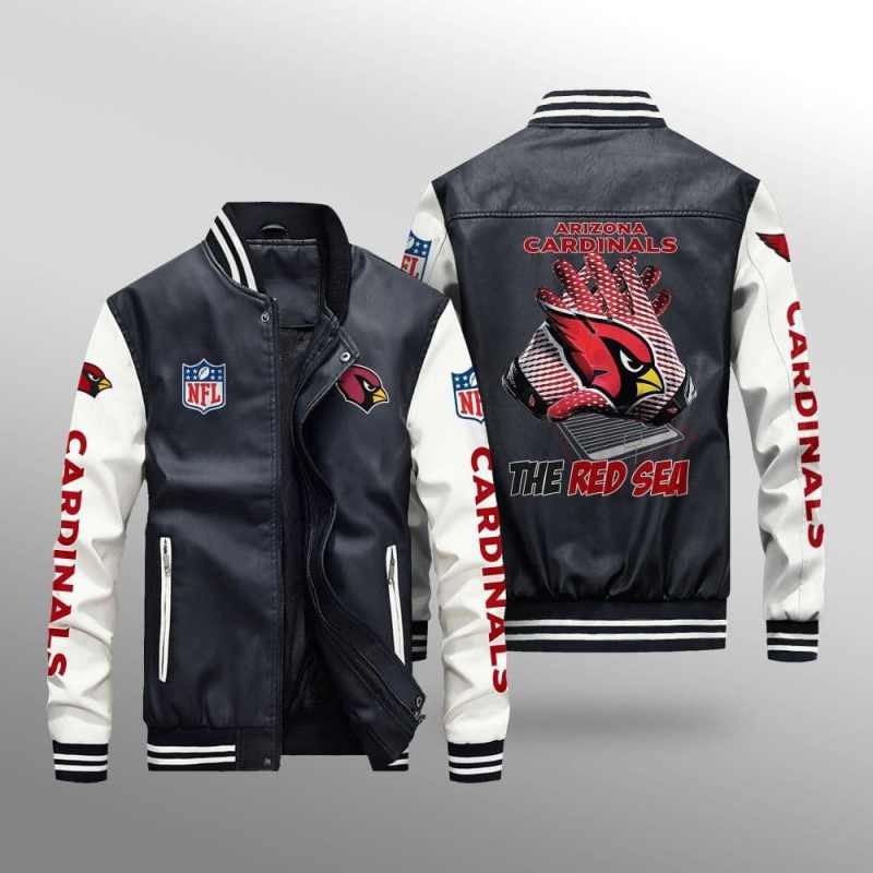 Arizona Cardinals Leather Bomber Jacket Front