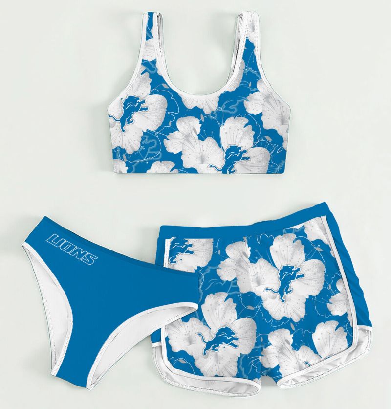 Detroit Lions Women's Sports Set 3-Piece - Crop Tank Top, Underwear & Shorts
