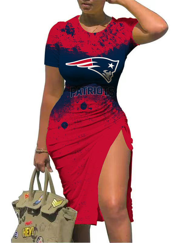 New England Patriots Slit Bodycon Dress