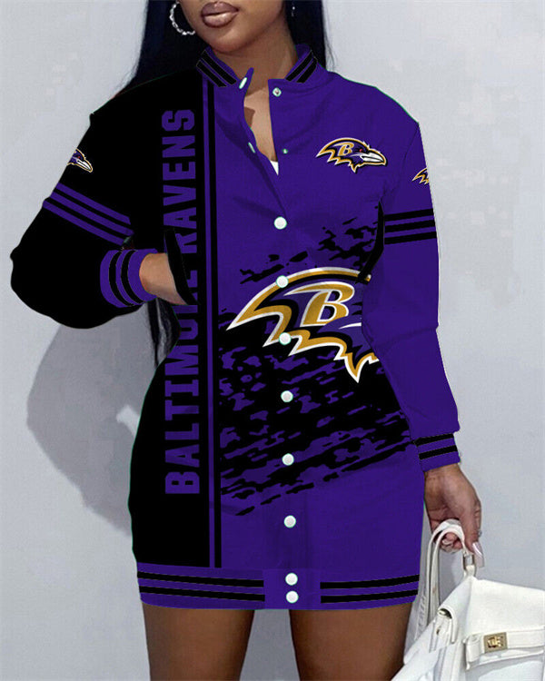 Baltimore Ravens Women's Button Down Jacket Dress