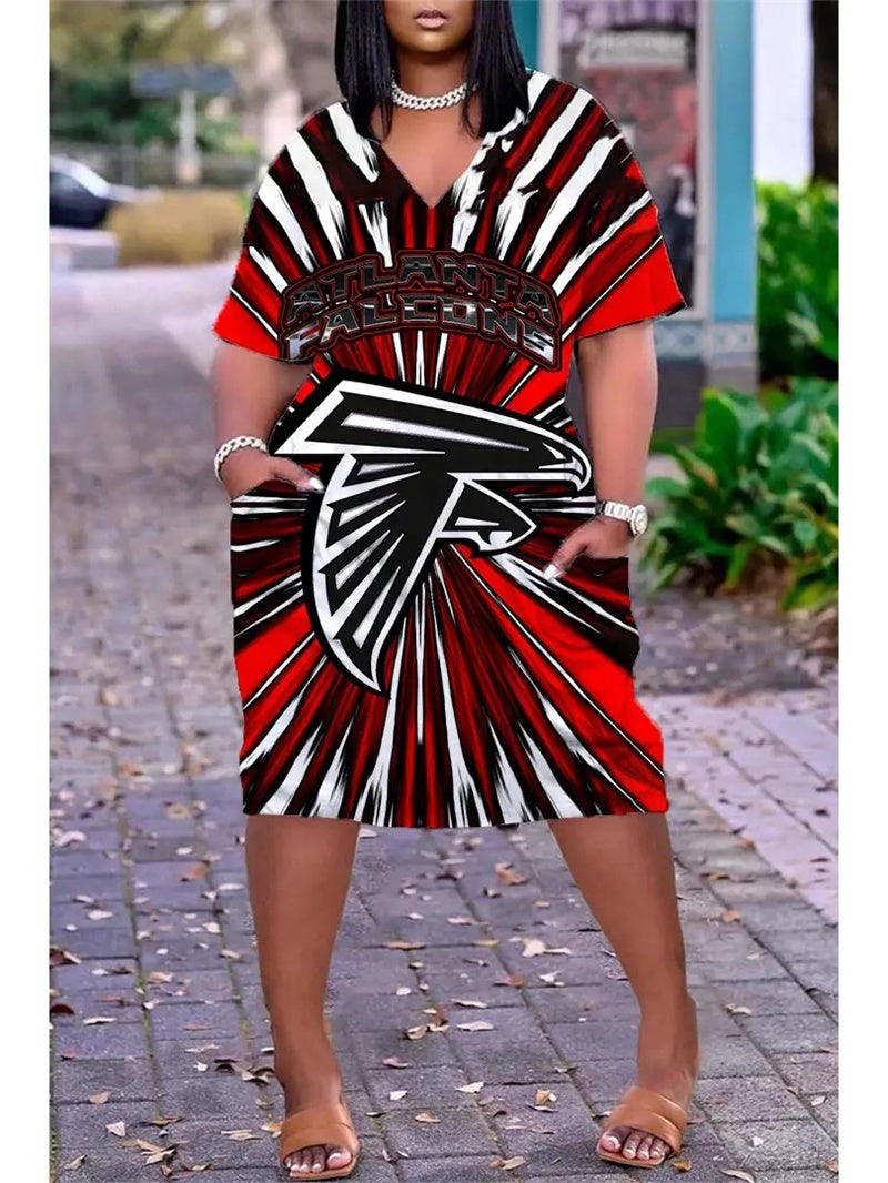 Atlanta Falcons V-neck Casual Pocket Dress