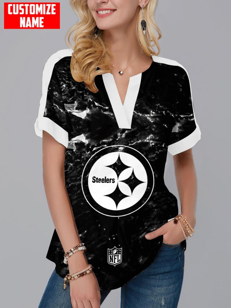 Pittsburgh Steelers Short Sleeve V-Neck Shirt