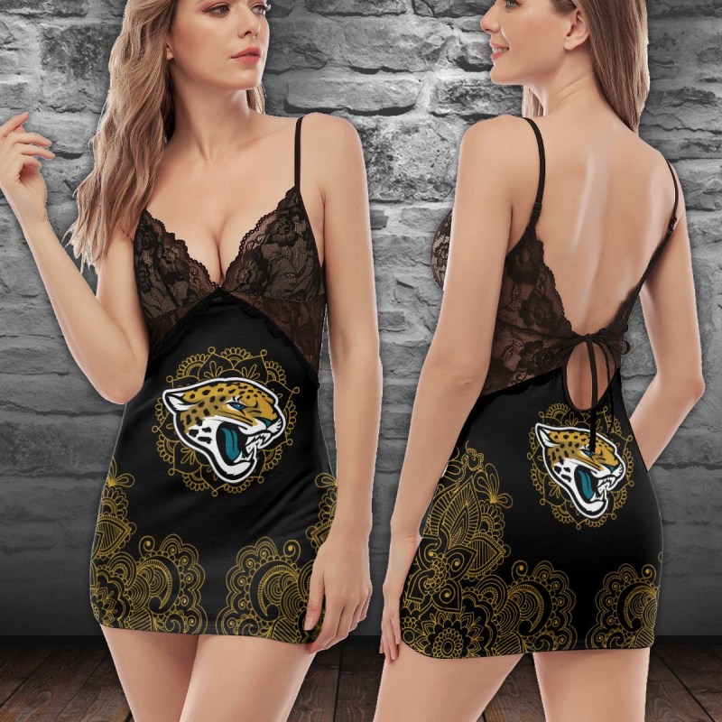 Jacksonville Jaguars Lace Back Strap Slip Dress