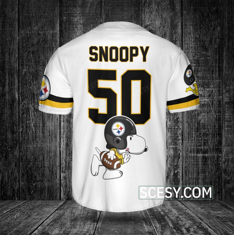 Pittsburgh Steelers Snoopy Baseball Jersey - Side View