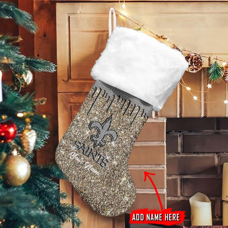 Personalized New Orleans Saints Christmas Socks - Image 1
