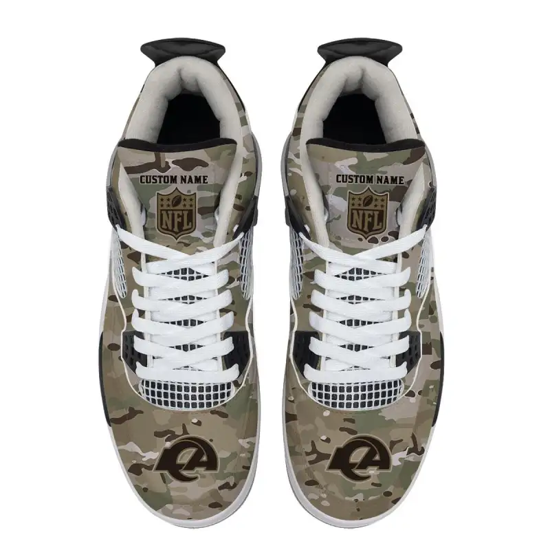 Los Angeles Rams Camo Personalized AJ4 Sneaker