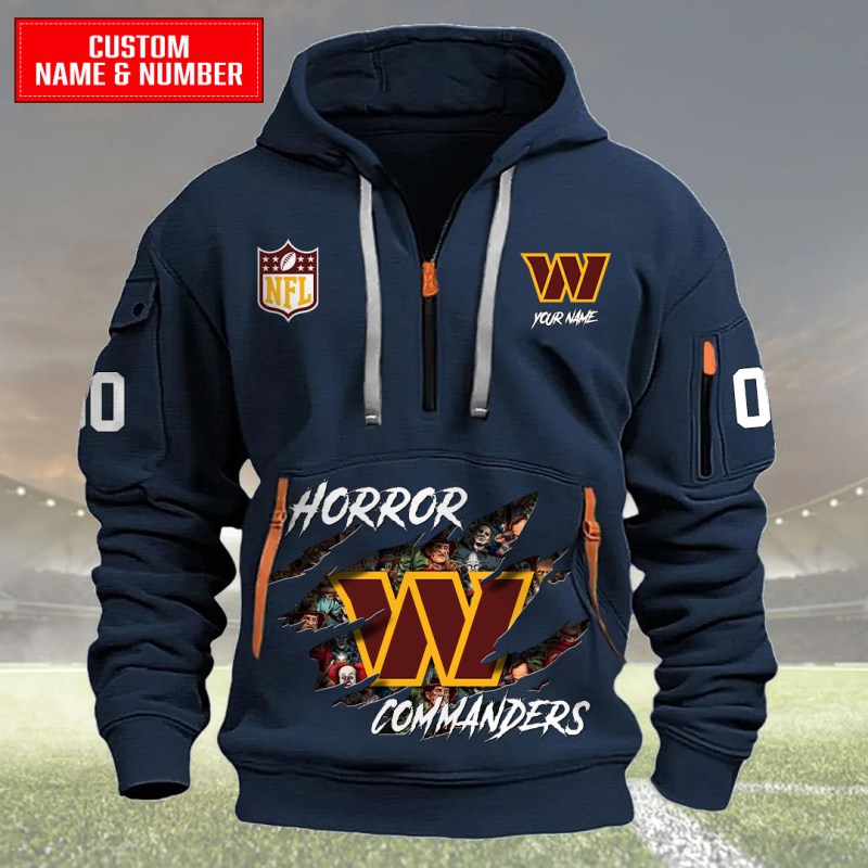 Washington Commanders Quarter Zip Hoodie Navy