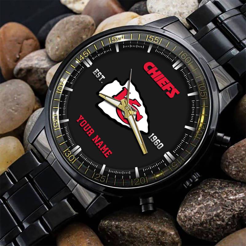 Kansas City Chiefs Black Fashion Watch with Customization