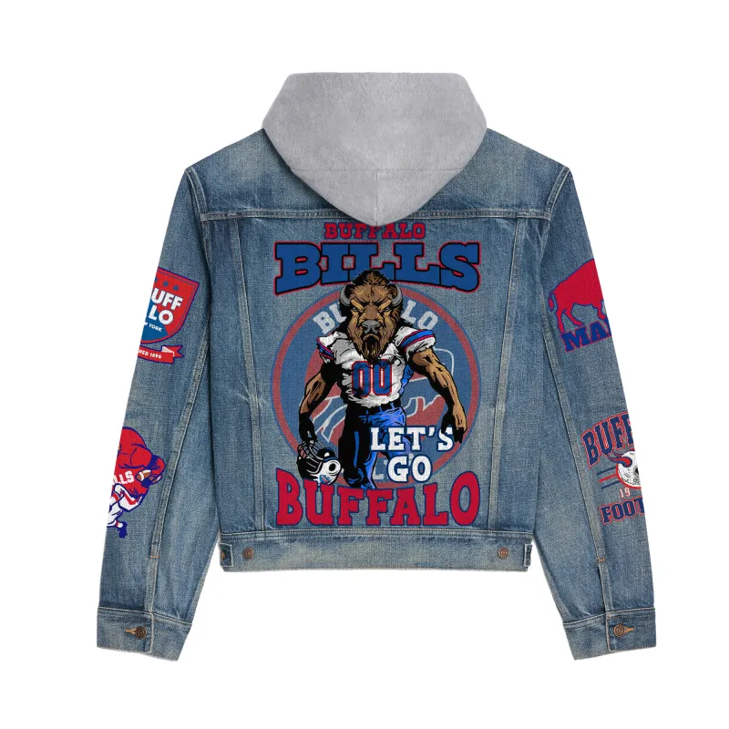 Buffalo Bills Premium Hooded Denim Jacket - Image 3