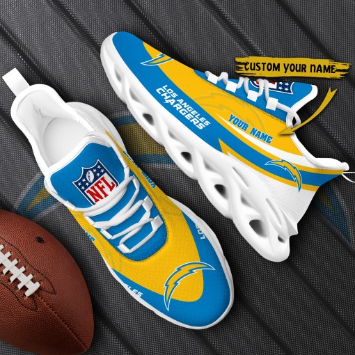Los Angeles Chargers Personalized Yezy Running Sneakers Donning Football Colors
