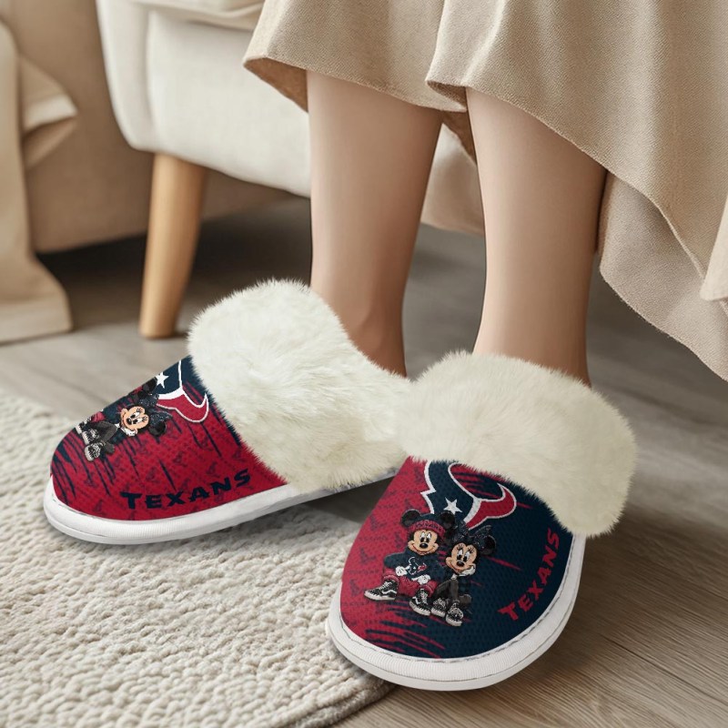 Houston Texans Fuzzy Slippers - Side View