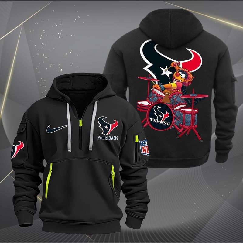 Houston Texans Premium Personalized Quarter Zip Hoodie